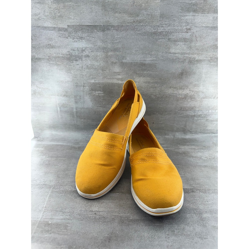 Clarks Cloudsteppers Sillian 2.0 Moon Mustard Yellow Slip On Shoes Women Sz 7M
